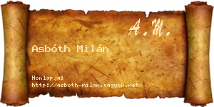 Asbóth Milán névjegykártya