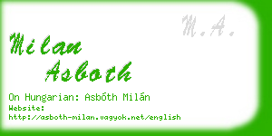 milan asboth business card